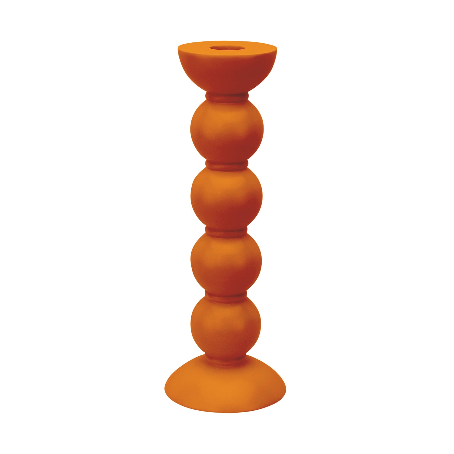 Tall Orange Bobbin Candlestick - 24cm