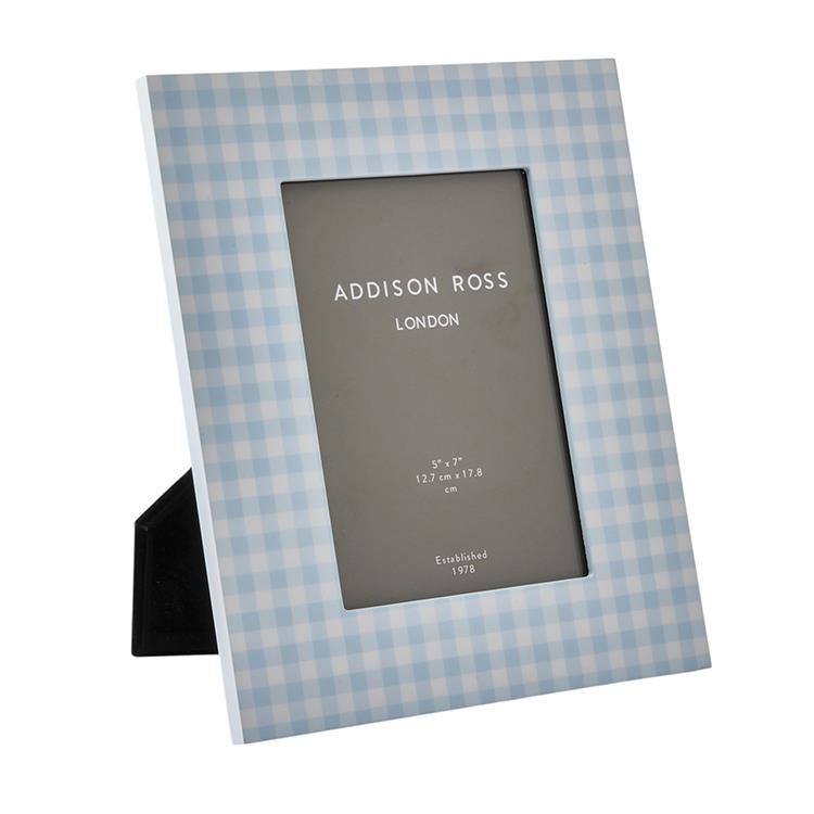 Blue Gingham Lacquer Photo Frame