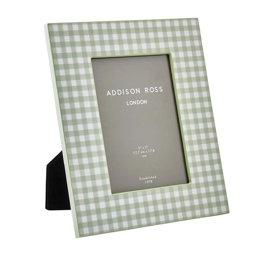 Sage Gingham Lacquer Photo Frame