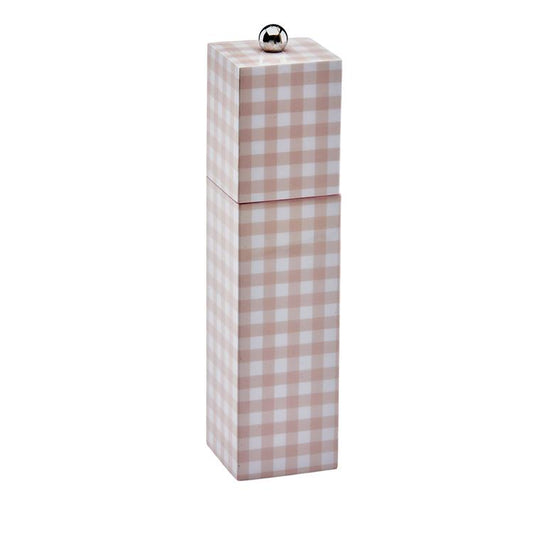 Pink Gingham Square Pillar Salt or Pepper Mill