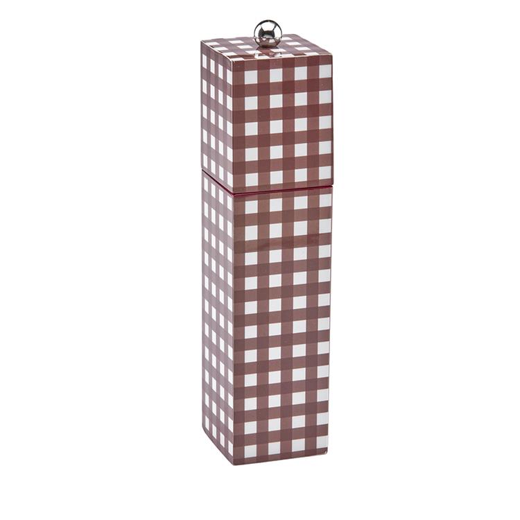 Cherry Gingham Square Pillar Salt or Pepper Mill