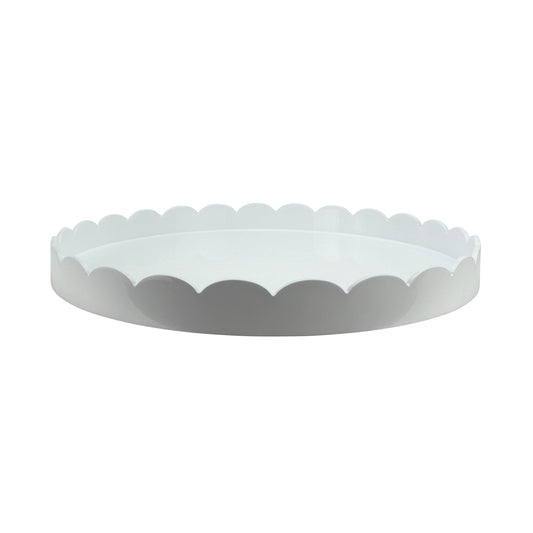 White Round Large Lacquered Scallop Tray