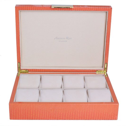 Large Orange Croc & Gold Watch Box