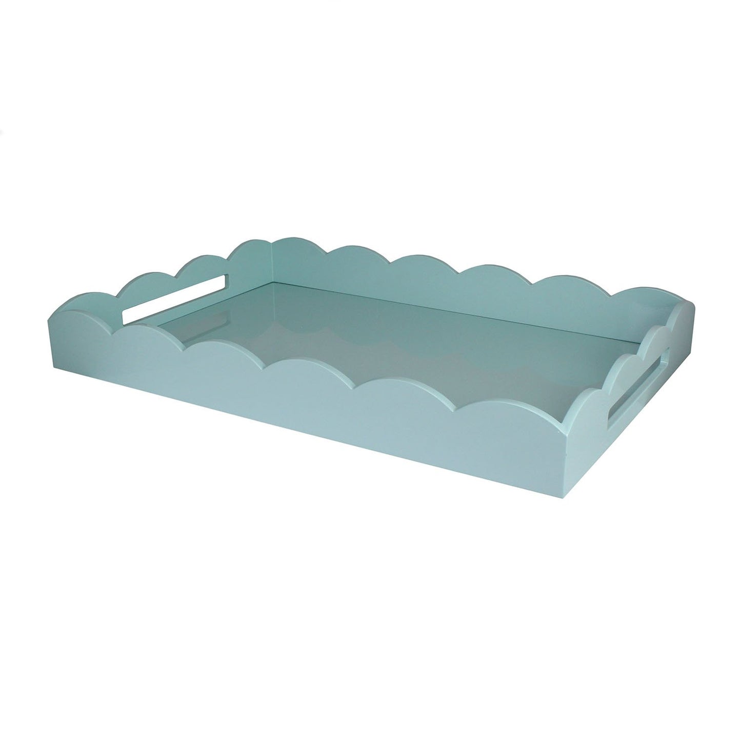 Eau De Nil Large Lacquered Scallop Ottoman Tray