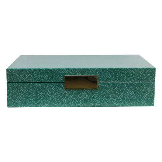 Large Green Shagreen Lacquer Box with Silver