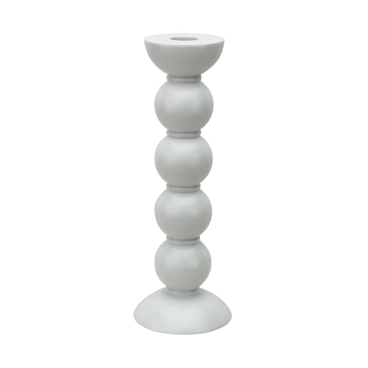 Tall White Bobbin Candlestick - 24cm