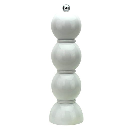 White Lacquer Bobbin Salt or Pepper Mill