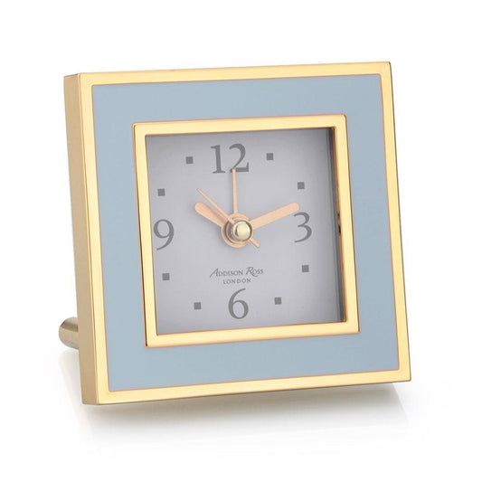 Powder Blue & Gold Square Silent Alarm Clock