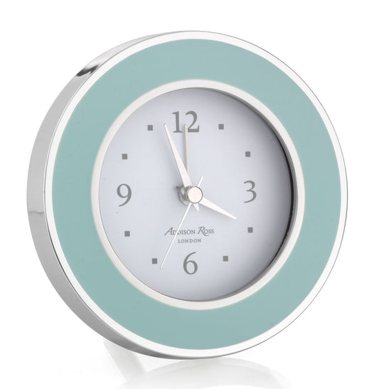 Light Blue & Silver Silent Alarm Clock - Addison Ross Ltd UK